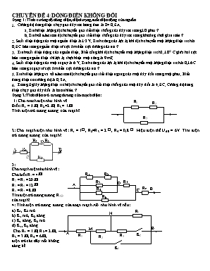 Bài tập Vật lý 11 - Chuyên đề 4 Dòng điện không đổi